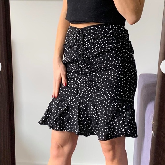 Zara gathered draw string polka dot skirt size M - Picture 2 of 9